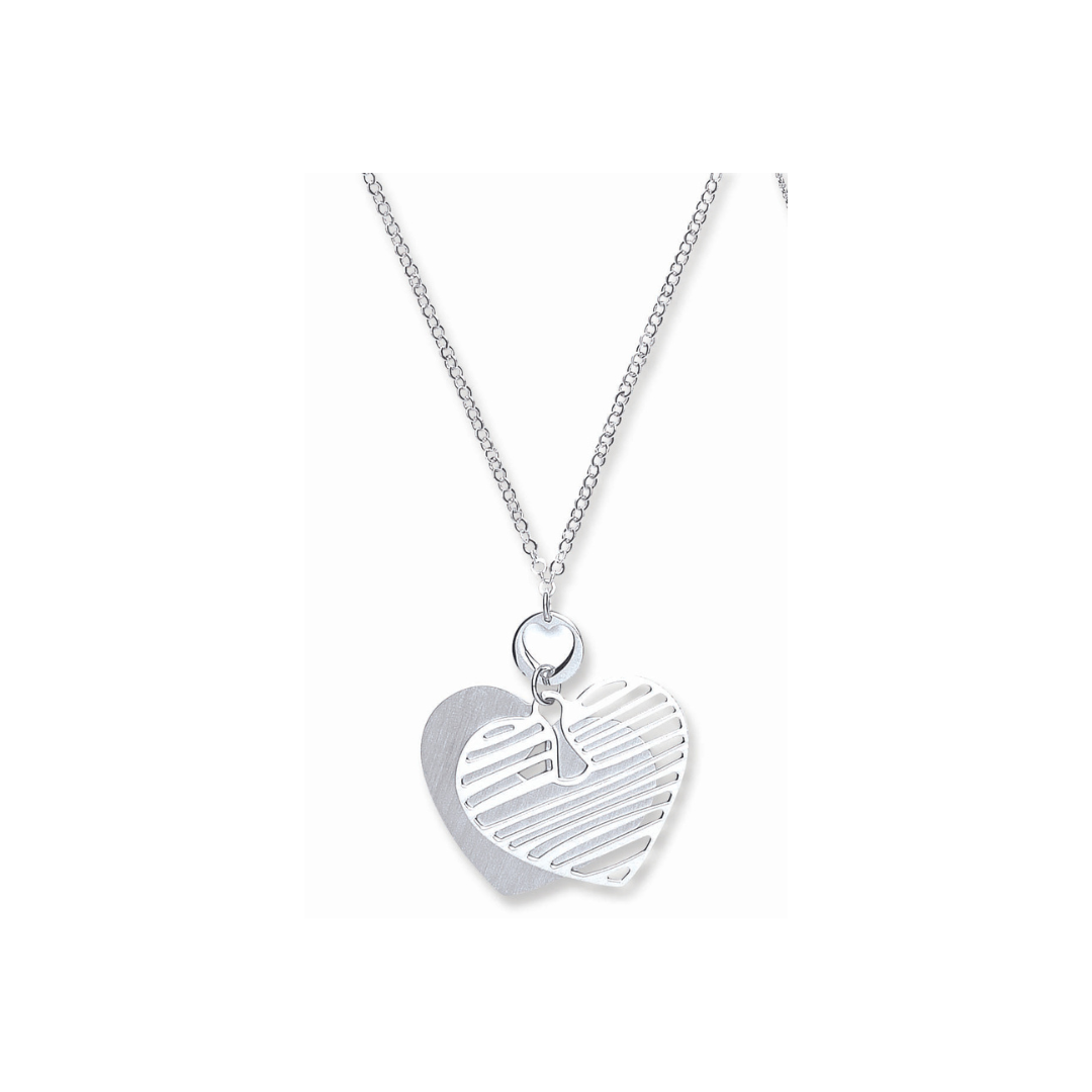 925 Sterling Silver Filigree Heart Drop Chain Necklace