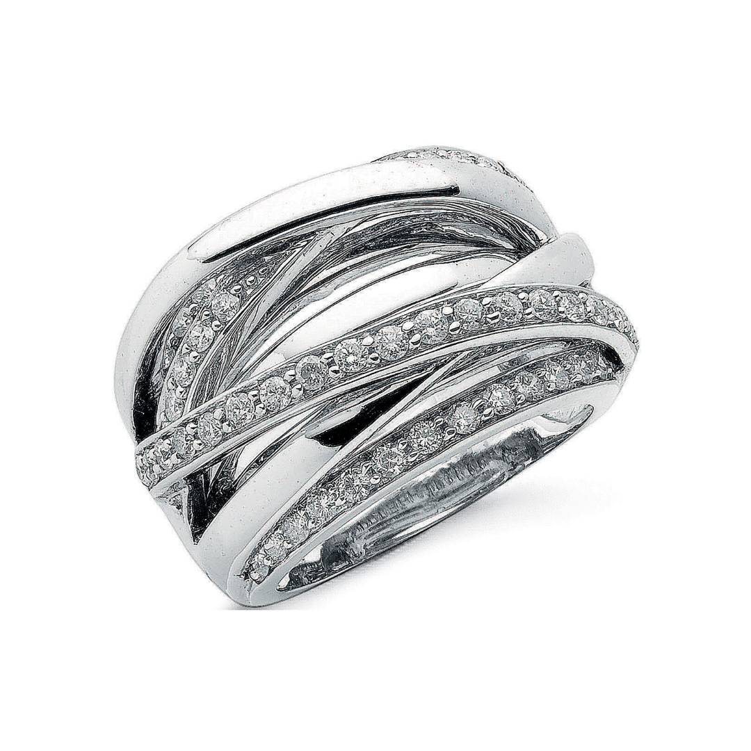 9ct White Gold 1.00ct Diamond Crossover Ring