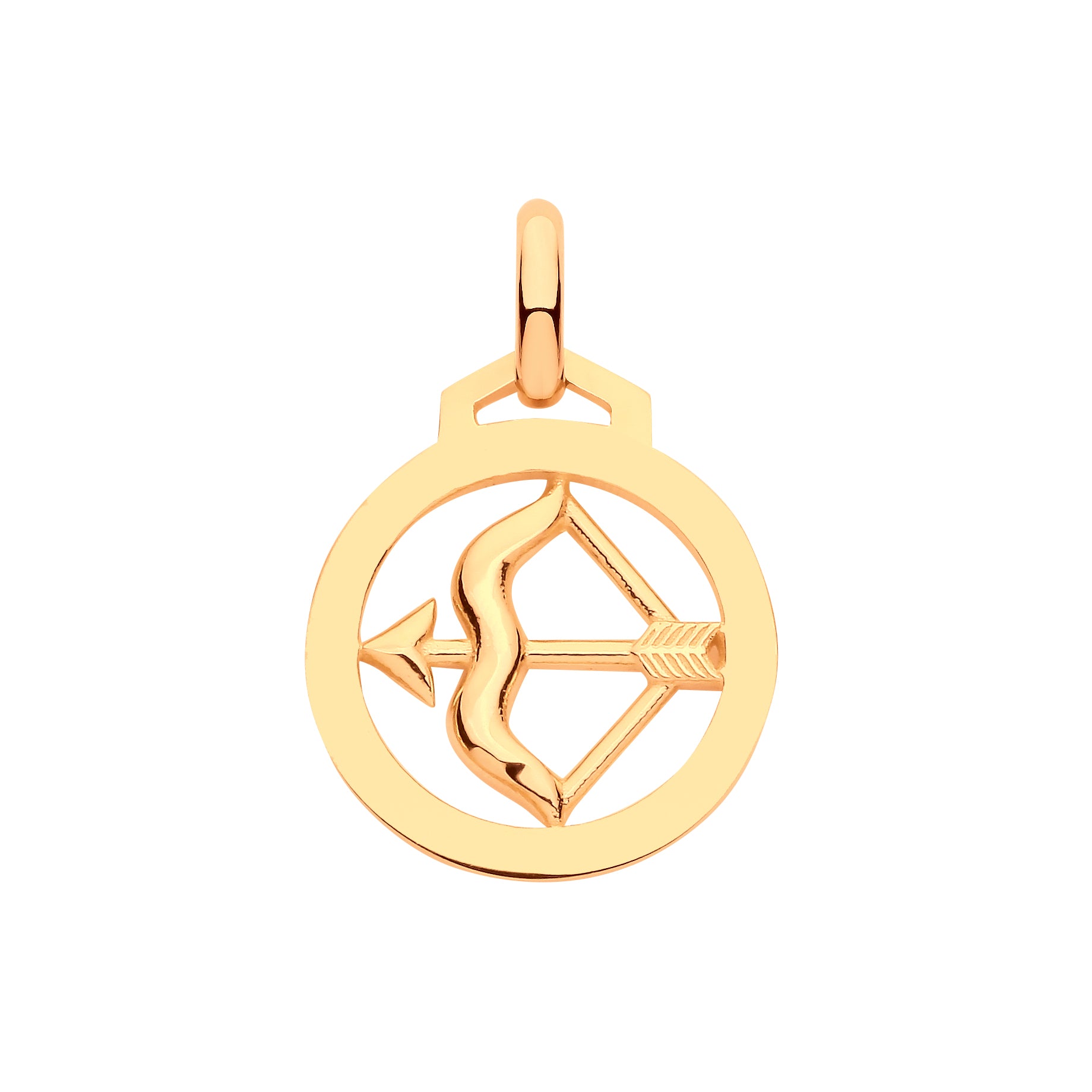 9ct Yellow Gold Round Zodiac Pendant SAGITARIUS