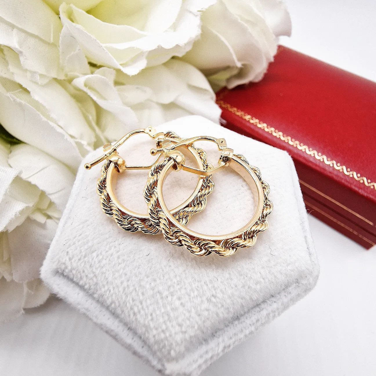 9ct Yellow Gold Rope Chain Hoop Earrings