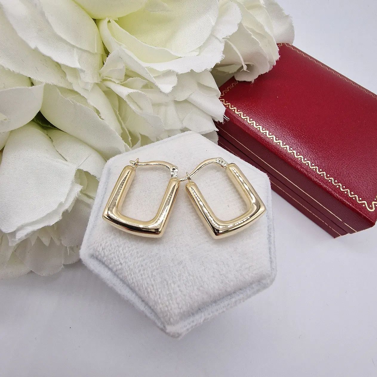 9ct Yellow Gold Square Hoop Earrings