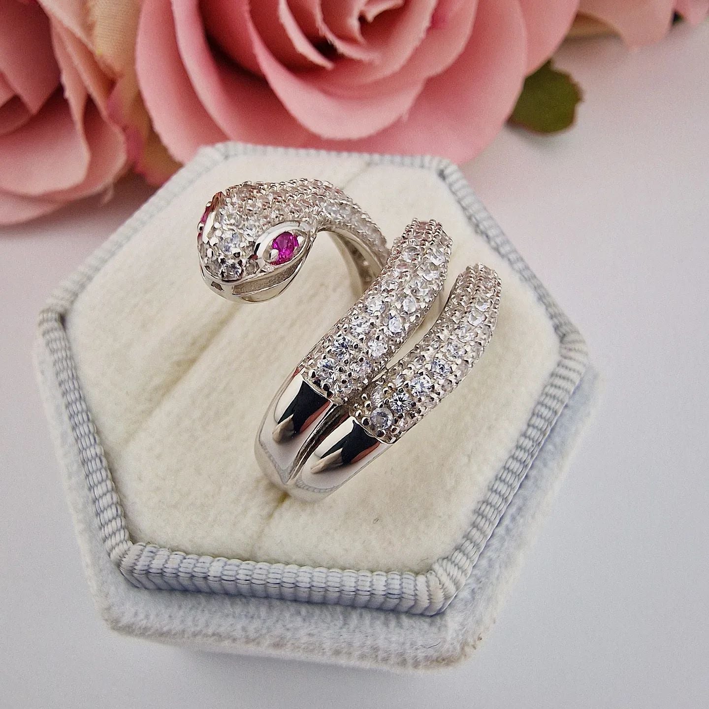 925 Sterling Silver Cubic Zirconia Snake Ring