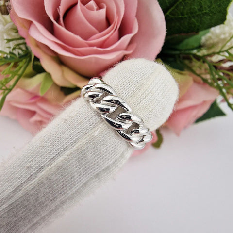 925 Sterling Silver Curb Link Chain Ring