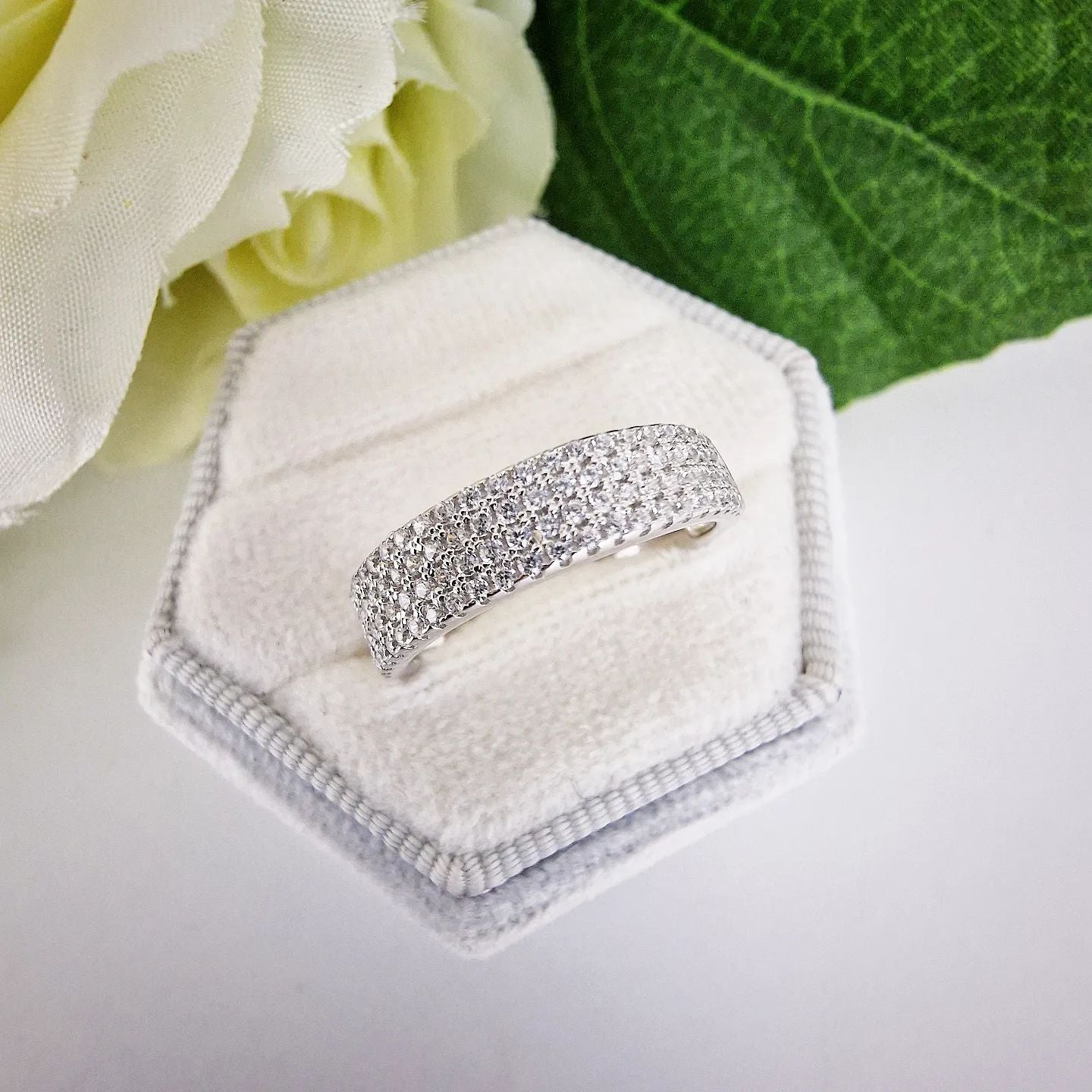 925 Sterling Silver Micro Pave' Half ET Cz Ring