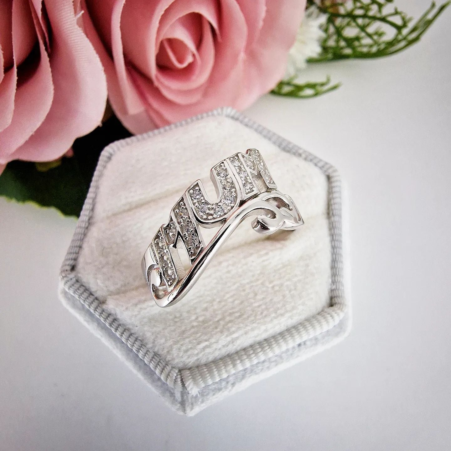 925 Sterling Silver Mum Cz Ring