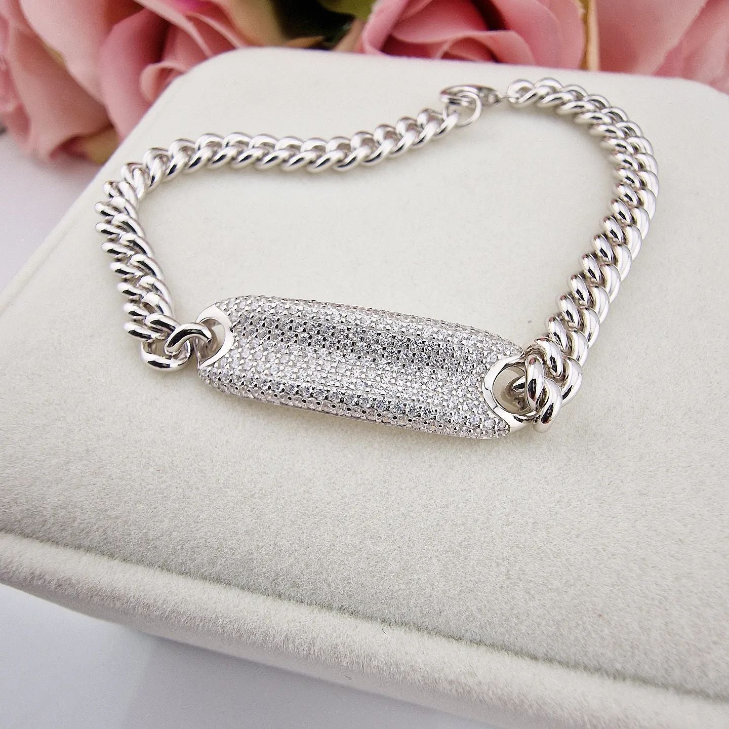 925 Sterling Silver 5.0mm Curb ID Bracelet