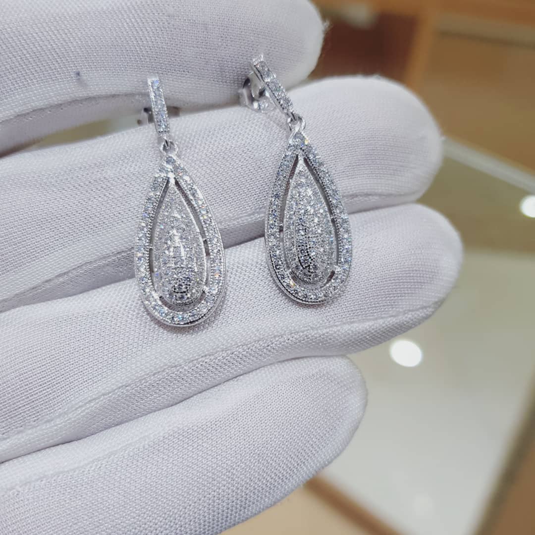 925 SterlingSilver Pear Shape Fancy Drop Earrings