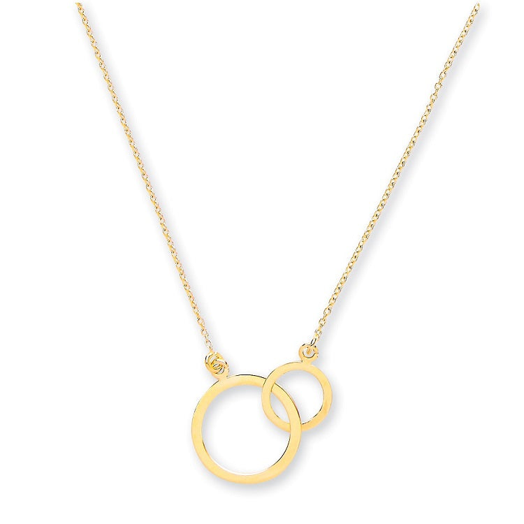 9ct Yellow Gold Rolo Chain, Two Circles, Adjustable from 18" to 16"/14"