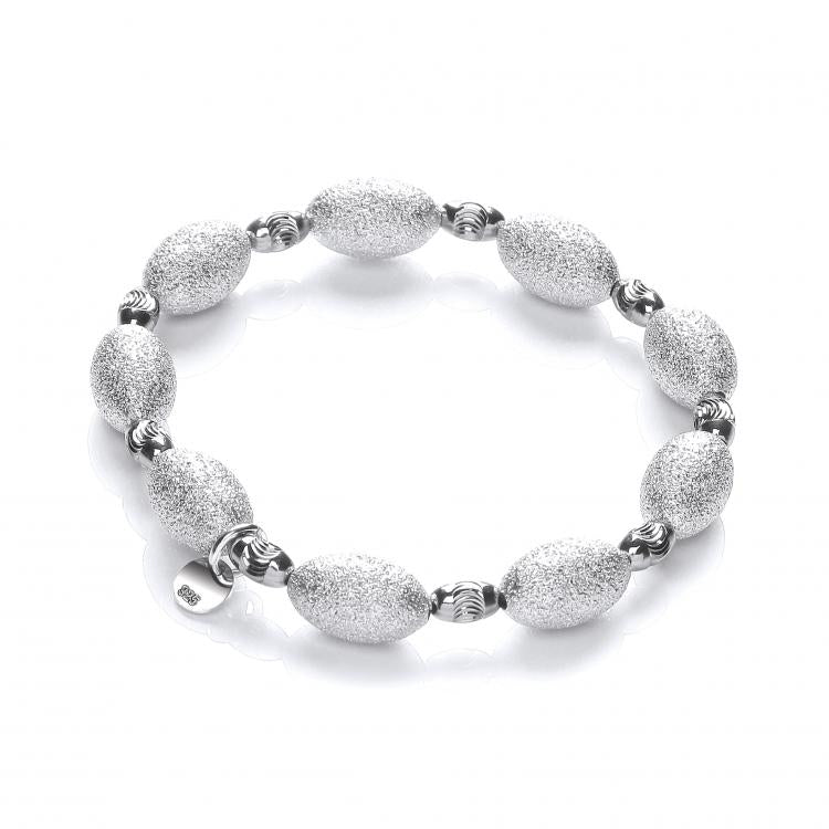 J-JAZZ 925 Sterling Silver Bracelet with Frosted & Ruthenium Beads