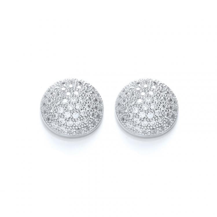 925 Sterling Silver Micro Pave' Round Half Ball Stud Earrings