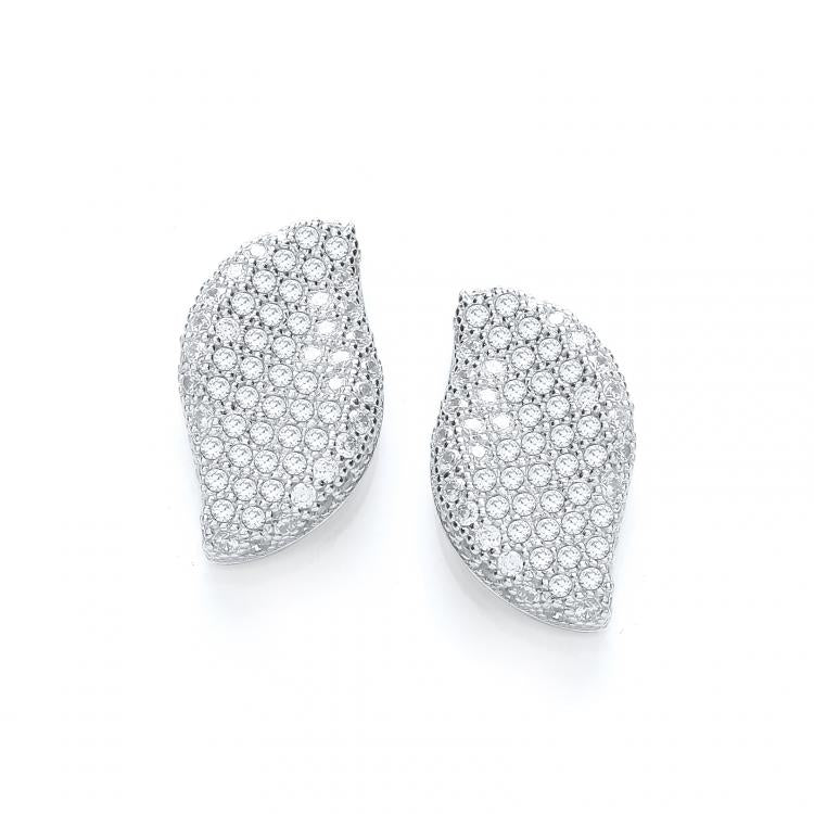 925 Sterling Silver Micro Pave' Fancy Stud Earrings