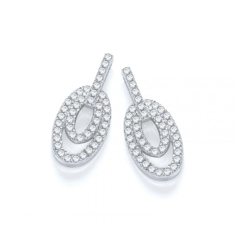 925 Sterling Silver Micro Pave' Fancy Drop Earrings