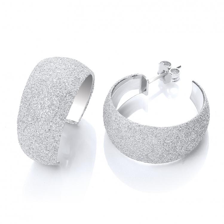 J-JAZ 925 Sterling Silver Moondust Finish Silver Colour Rhodium Plated Earrings