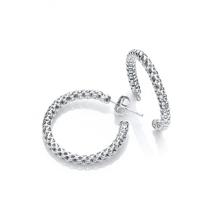 925 Sterling Silver Mesh Hoop Earrings