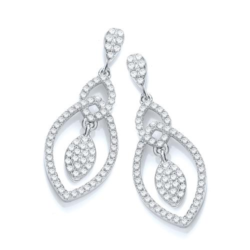 925 Sterling Silver Micro Pave' Tear Drop Fancy Earrings