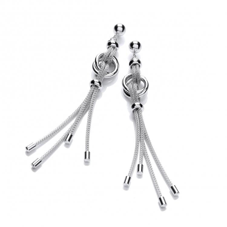 J-JAZ 925 Sterling Silver Silver Fancy Drop Earrings