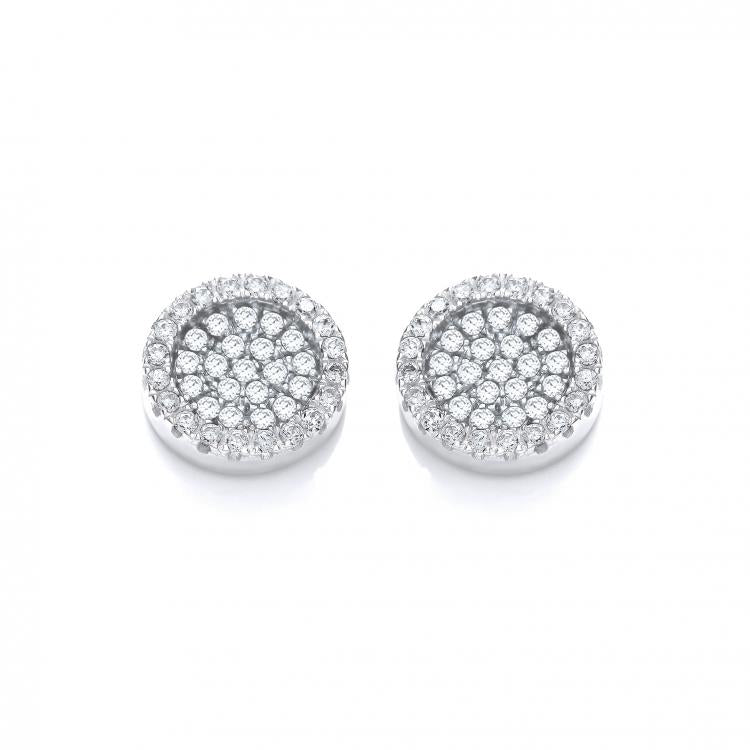 925 Sterling Silver Micro Pave' Round Cz Stud Earrings J-Jaz