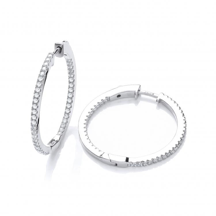 925 Sterling Silver Micro Pave' Round Hoop Cz Earrings J-Jaz