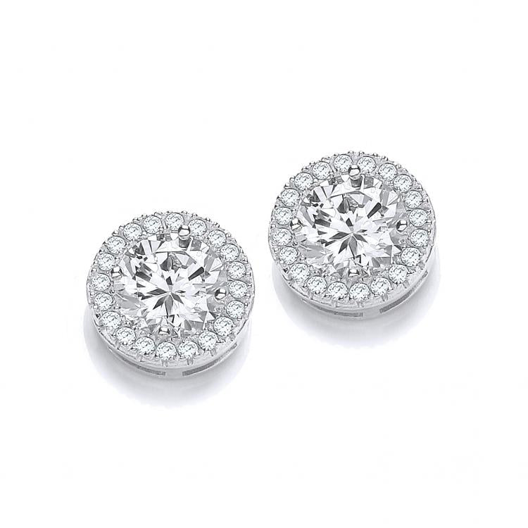 925 Sterling Silver Micro Pave' Round Cz Earrings