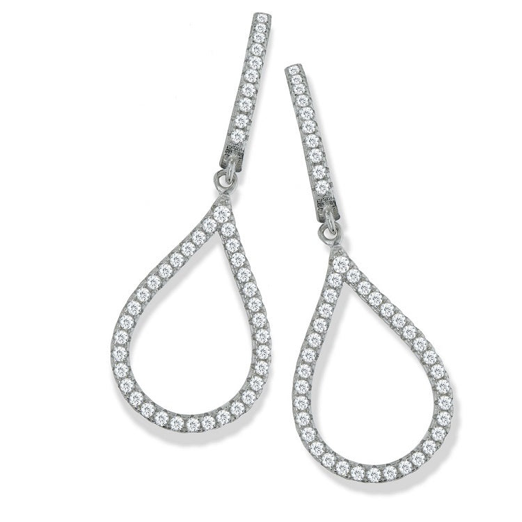 925 Sterling Silver Pear Shape Micro Pave Fancy Drop Cz Earrings