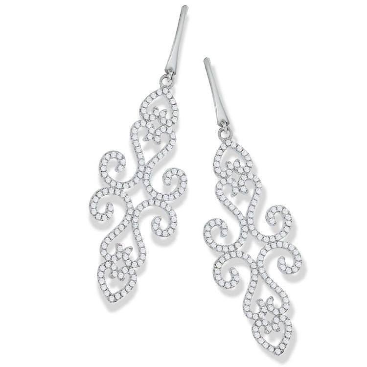 925 Sterling Silver Micro Pave Fancy Drop Cz Earrings