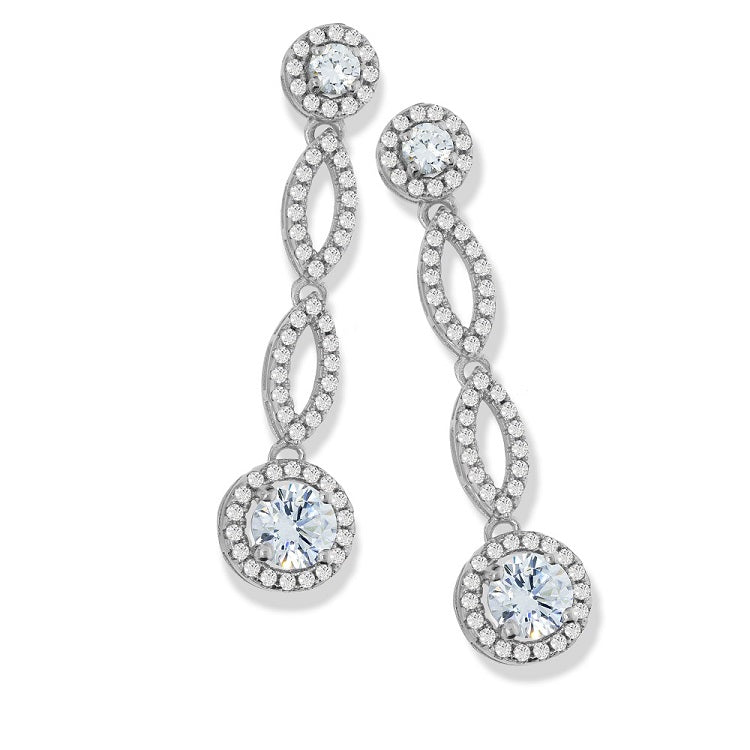 925 Sterling Silver Micro Pave Drop Cz Earrings