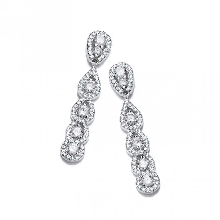 925 Sterling Silver Micro Pave Tear Drops Cz Silver Earrings