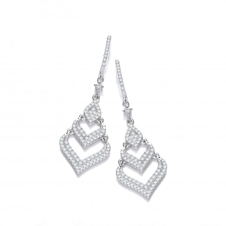 925 Sterling Silver Fancy Multi Layered Silver Drop Earrings