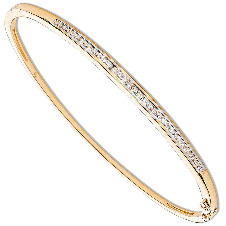 9ct Yellow Gold 0.50ct Channel Set Diamond Bangle