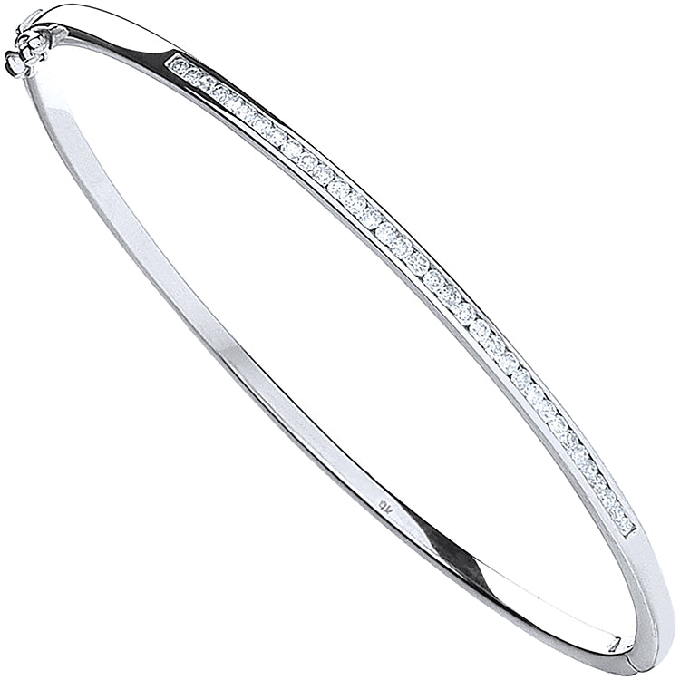 9ct White Gold 0.50ct Channel Set Diamond Bangle