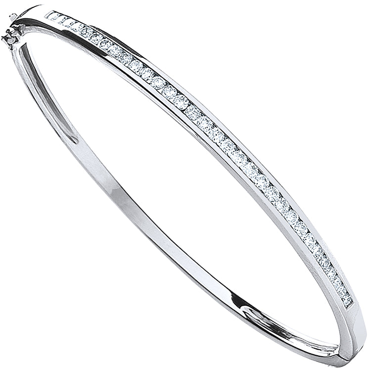 9ct White Gold 1.00ct Diamond Bangle