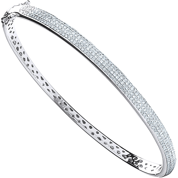 9ct White Gold 0.86ct Pave Set Diamond Bangle