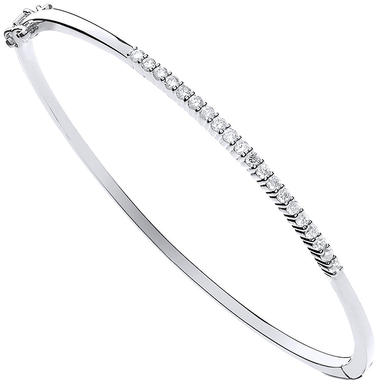 9ct White Gold 0.50ct Diamond Bangle