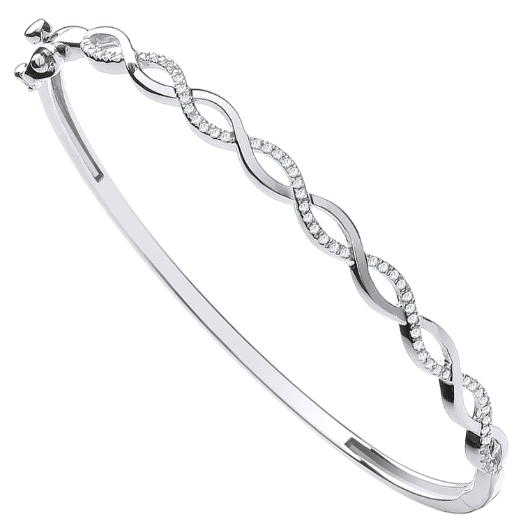 9ct White Gold Entwined 0.33ct Diamond Bangle