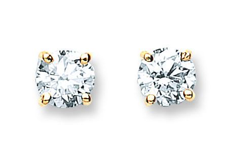 18ct Yellow Gold 1.00ct Claw Set Diamond Stud Earrings