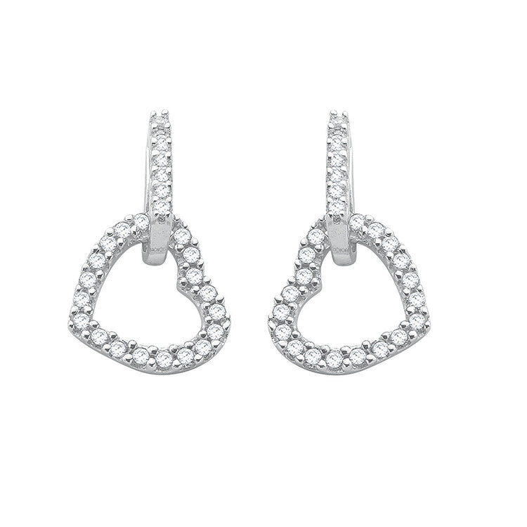 9ct White Gold 0.50ct Diamond Heart Drop Earrings