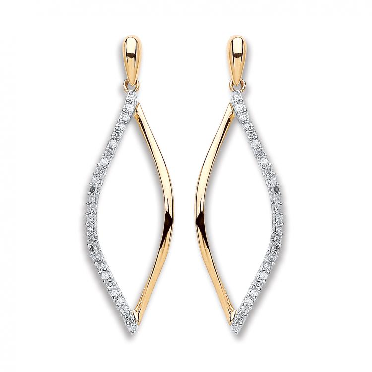 9ct Yellow Gold 0.15ct Diamond Drop Earrings