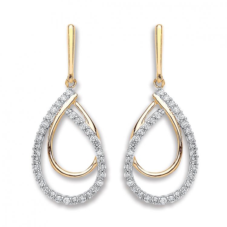 9ct Yellow Gold 0.20ct Diamond Drop Earrings