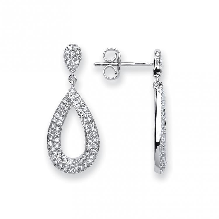 9ct White Gold 0.34cts Diamond Pear shape Earrings