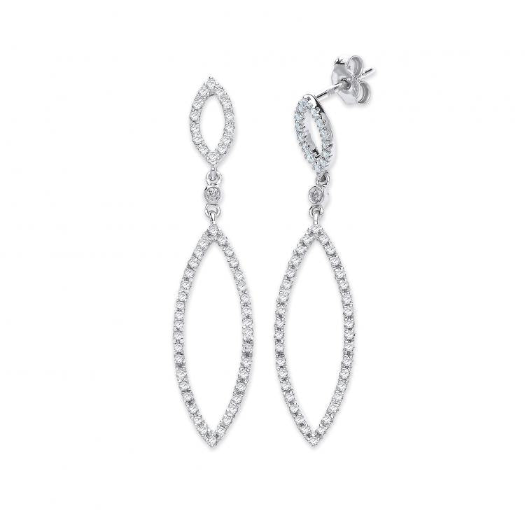 9ct White Gold 0.50ct Diamond Drop Earrings