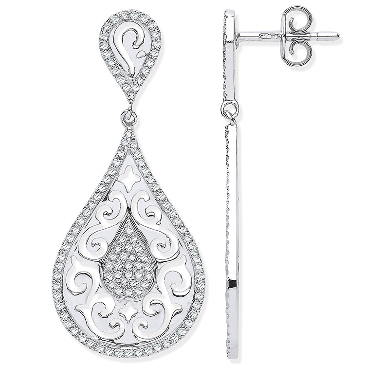 9ct White Gold 0.50ct Diamond Drop Earrings