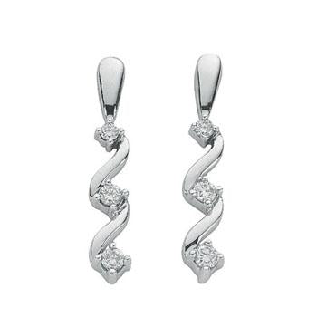 9ct White Gold 0.25ct Diamond Drop Earrings