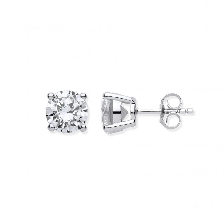 925 Sterling Silver Claw Set Cubic Zirconia 8mm Stud Earrings