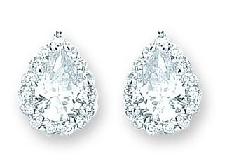 925 Sterling Silver Pear Cut Cubic Zirconia Cluster Stud Earrings