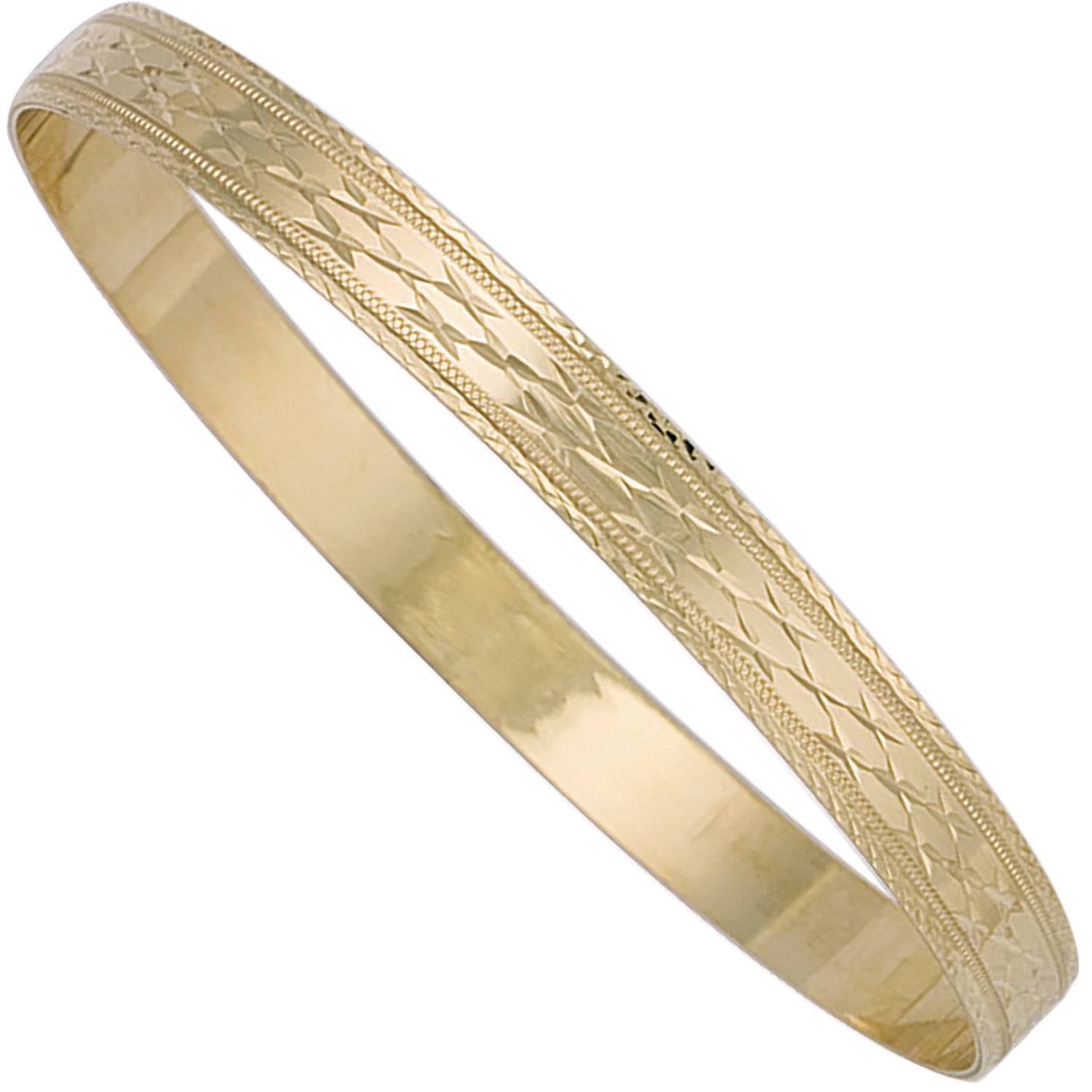 9ct Yellow Gold 6mm Diamond Cut Slave Bangle