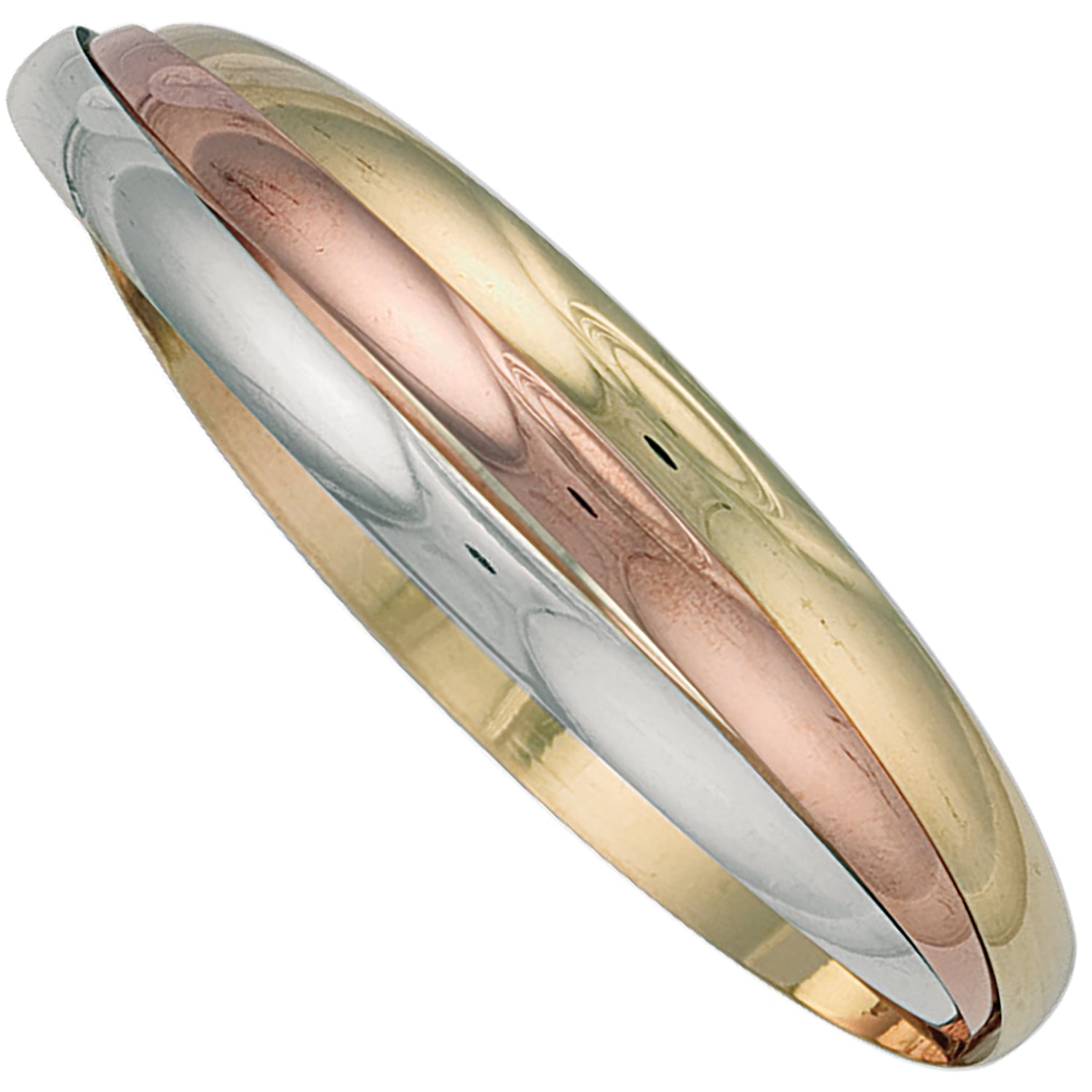 9ct Yellow White & Rose Gold Russian Wedding Bangle