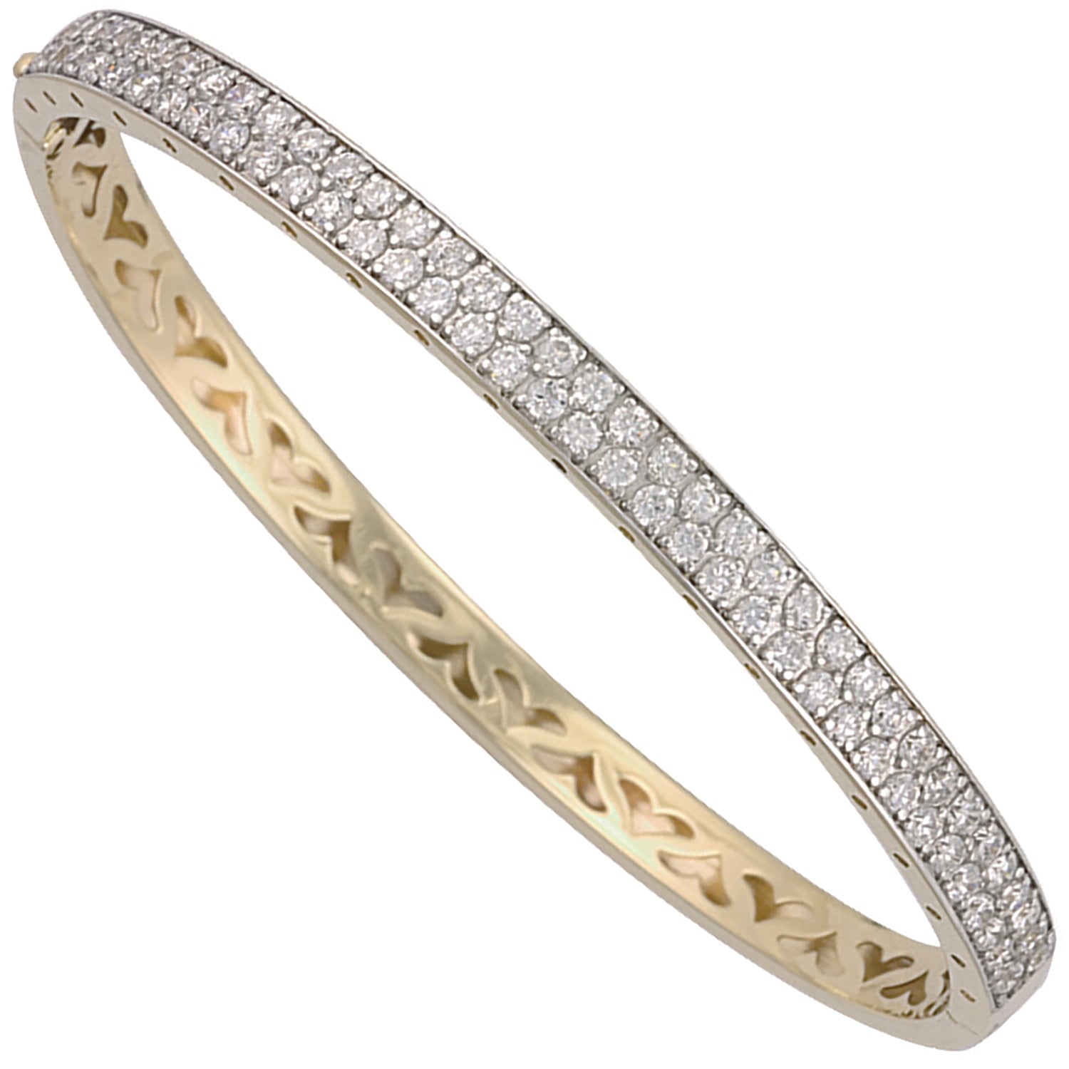 9ct Yellow Gold Pave Set Cubic Zirconia Bangle