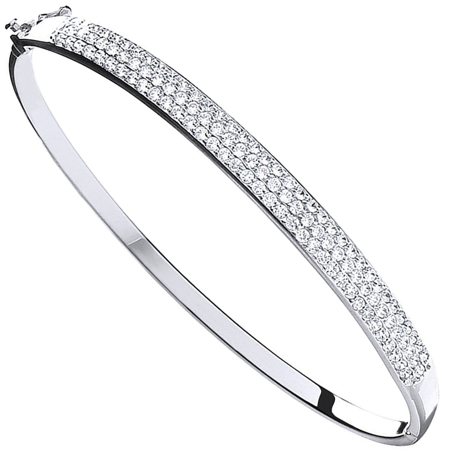 9ct White Gold Pave Set Cubic Zirconia Bangle