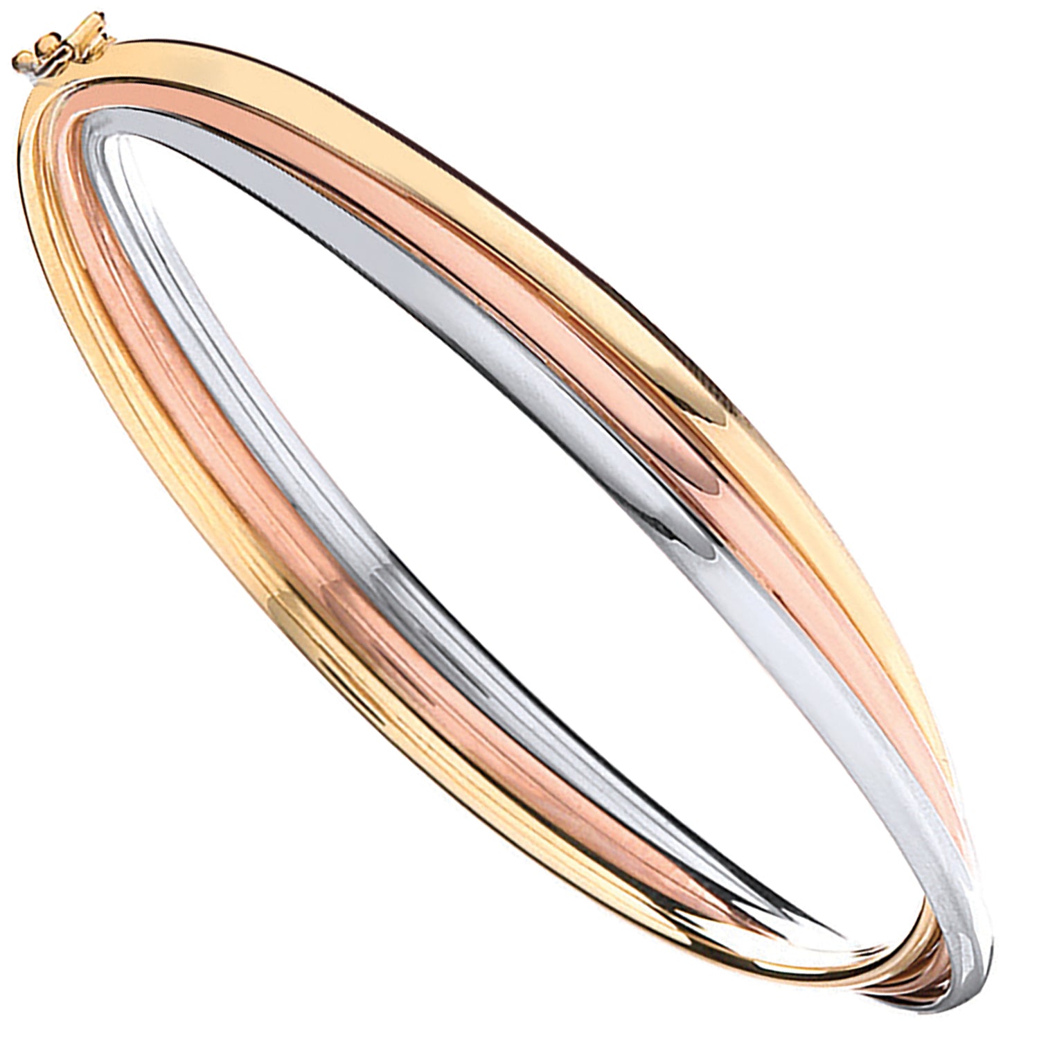 9ct Yellow, White & Rose Gold Russian Wedding Bangle