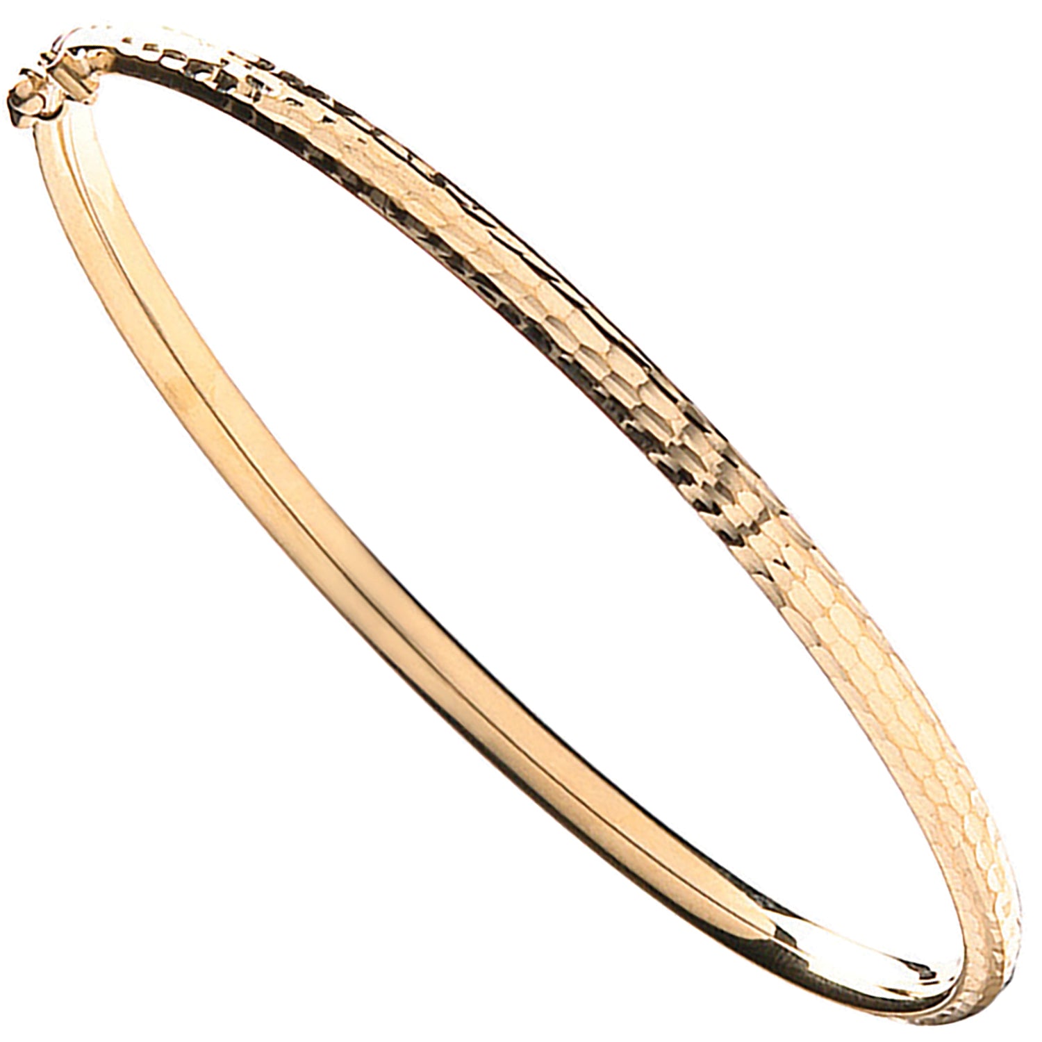 9ct Yellow Gold Diamond Cut Fancy Bangle